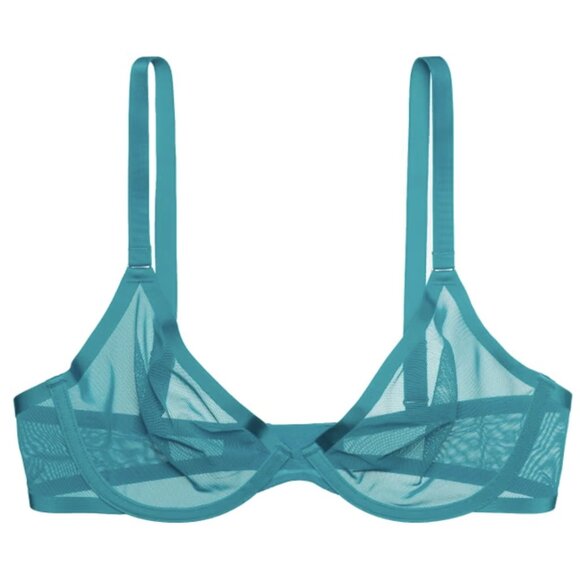 CUUP The Plunge Mesh Bra in Turquoise Teal - Size 34H - Picture 1 of 14